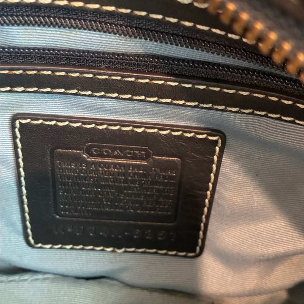 Coach Blue Signature Canvas Shoulder Bag with Suede Trim - Picture 7 of 10